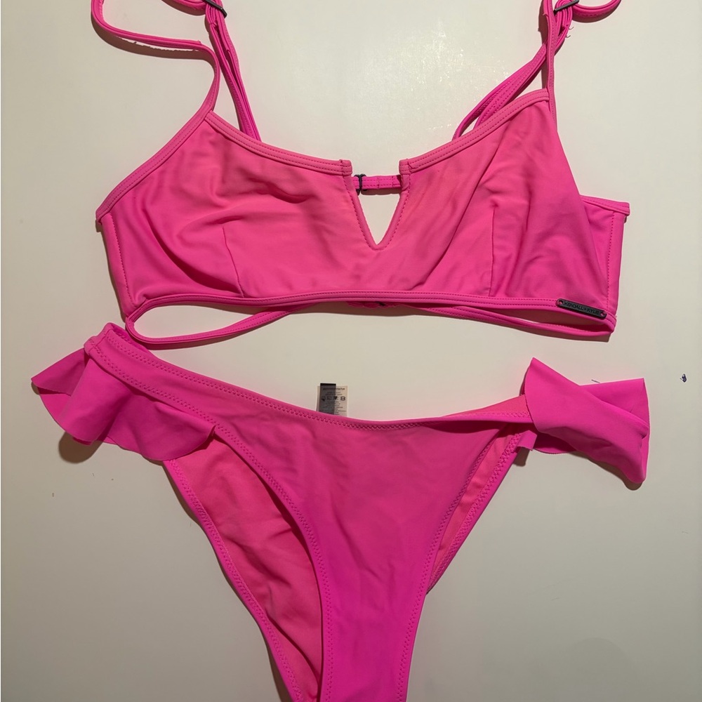 Kendall & Kylie Pink Ruffle Bikini Set